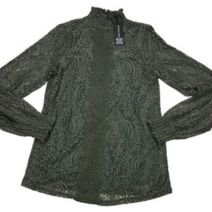Cable & Gauge Olive Lace Blouse